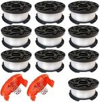 Lucky Seven 12 Pack 30ft 0.065" Line String Trimmer Autofeed Replacement Spool,AF-100, 30ft Weed Eater Spool Replacement Spool for String Trimmer, for Black and Decker Models (10 Spools+2 Caps)