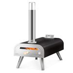 Pizza Oven Wood Pellet Grill Outdoor Portable 16 inch Fired Pizza Maker with Pizza Stone & Built-in Thermometer ovens, Black