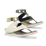 Modzori Lava Low Wedge Reversible Sandal, Bone Flips to Black, 9