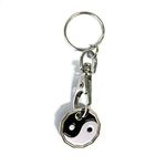 UK Phoenix Shopping Trolley Token 12 Sided New £1 Coin Key Ring Shape Locker Shop Market Supermarket Pound Coin Keychain Hook Reusable Handy Pound Token Gym Locker Troley (Ying & Yang)