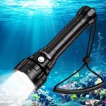Wurrkos DL70 Dive Light,13000 Lumen Super Bright Scuba Diving Light with 4pcs Led,IPX8 Waterproof Dive Torch Underwater 328ft,4 Mode Night Dive Flashlight for Submarine Deep Sea Cave