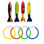 TOPWAYS® Diving Pool Toys Set, Dive Rings Sticks Diving Torpedo for Swimming Underwater Pool Training Toy Diving Game,Under the Sea Toys Gifts for Kids