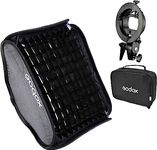 Godox S Type Bracket Bowens Holder S Mount Holder with Foldable 40x40cm /15.7x15.7 inches Softbox and Honeycomb Grid & Bag Kit for Flash Camera Studio Photography