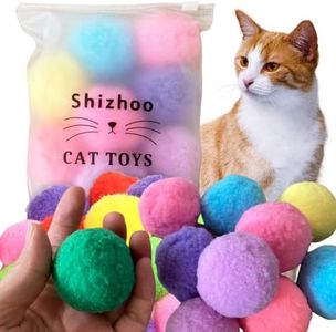 Shizhoo Premium Soft Pom Pom Balls for Kittens - Lightweight, Interactive, Assorted Colors - Plush Toy Balls for Kitten Training and Play - Pet Products for Cats (2.0 Inches 10 Balls)