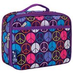 Wildkin Lunch Box Girls, Polyester, Peace Signs Purple