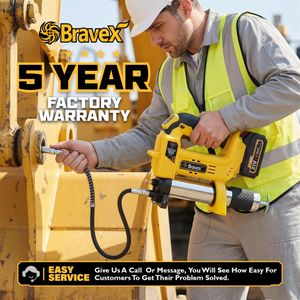 Bravex Cordless Grease Gun – 12,000 PSI, Rechargeable, 40" Hose