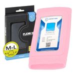 FLEXX ID PRO Secure RFID-Enabled Clear Window Arm Badge Holder Wallet with Zipper Pocket - Quick Hands-Free Access for Secured Areas - Ski Pass Holder - Ideal for Work, Gym, Travel - Pink