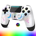Wireless Controller for PS-4, Crack Design with RGB Light, 1000mAh Battery, 3.5mm Audio Jack, Gamepad Joystick with Dual Vibration/6-Axis Gyro Sensor/Touch Panel, Controller for PS-4/Pro/Slim/PC