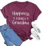 Womens Grandma Shirt Happiness is Being a Grandma Shirt Funny Letters Printed Casual Grandmother Tee Top, Purple, XX-Large