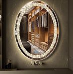 DIDIDADA Crystal Oval LED Bathroom Vanity Mirror for Bathroom 30 x 20 Wall Mounted Oval Lighted Mirrors with Lights 3 Color Dimmable Oval Wall Bathroom LED Mirror Anti Fog Hotel Smart Light Mirrors