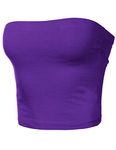 HATOPANTS Women's Tube Crop Shapewear Tops Strapless Cute Sexy Cotton Basic Casual, 014-purple-2, Medium