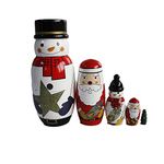 FunnyGoo Colourful Handmade Wooden Christmas Nesting Dolls Russian Doll Kits Xmas Christmas Decoration (Santa Claus & Snowman)