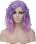 Cying Lin Short Bob Wavy Curly Wig Ombre Pink Wig For Women Cosplay Halloween Wigs Heat Resistant Bob Party Wig Include Wig Cap (Pink)