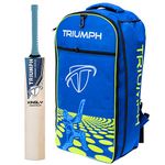 TRIUMPH KINGLY ENGLISH WILLOW PROFESSIONAL CRICKET BAT FOR MENS | READY TO PLAY | LIGHT WEIGHT WITH KB-2020 CRICKET BACK BAG ROYAL/LIME