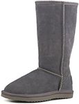 AUSLAND Genuine Suede Women's Boots Winter Tall Boot Snow Boots for women Waterproof 6.5US Grey 5115 37EU