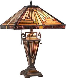 Capulina Tiffany Lamp Antique Amber Brown Stained Glass Table Lamp 3-Light