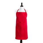 DII Cotton Adjustable Plus Size Chef Apron with Pockets and Extra Long Ties, 32 x 38, Oversized Extra-Large Men & Women Bib Apron for Cooking, Baking, Crafting, Gardening, BBQ-Tango Red