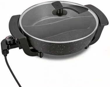 Electric Hot Pot with Divider, 6L Non-Stick Serving Tray with Temperature Control, Modern Dishwasher Safe Dinnerware for