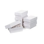 Prestige & Fancy Jewelry Boxes, 6 Pack, 2.55 x 1.5 x 1 inch - Cotton Filled Small Gift Boxes with Lids for Bracelets, Earrings, Pendants, Gifts, Chistmas, Party Favors, Valentines Day (White)