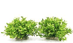 VAYINATO® Green Short Bush Aquarium Plastic Decoration Plants Pack of 2, Artificial Plant by Petzlifeworld