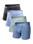 DAVID ARCHY Mens Underwear Breathable Bamboo Rayon Super Soft Trunks with Fly in 4 Pack Boxer Briefs (XXL, Black+Light Blue+Pale Green+Moonlight Blue - 5.5 inch)
