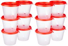 Amazon Brand - Solimo Nestable & Stackable Polypropylene Container Set, Round, 1000 ml, Set of 12, Red