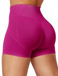 YEOREO Seamless Scrunch Workout Shorts for Women High Waisted Butt Lifting Gym Yoga Biker Shorts Fuchsia M