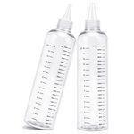 Hair Dye Bottles, Segbeauty 2Pcs 500ml/16.9oz Refillable Measured Hair Color Applicator Bottles with Graduated Scale, Clear Hair Color Squeeze Bottle PET Twist Top Cap Tip Plastic Empty Dyeing Tool