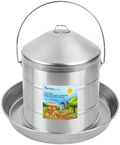 Permafarm Chicken Waterer 8L Capacity, 304 Food-Grade Stainless Steel Poultry Waterer, Automatic Chicken Waterer Heavy-Duty 0.8MM Metal-Thickness, Solid Rubber Seal Vacuum Chicken Drinker