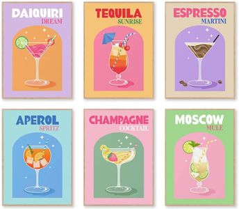 Cocktail Mixology Wall Art Print, Cute Colorful Liquor Drink Alcohol Bar Wall Art for Home Bar Decor, Cocktail Poster Aesthetic for Girls Party Apartment Dorm Kitchen Bar Decoration, Funky Trendy