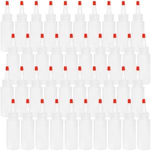 Bekith 40 Pack 2 oz Plastic Squeeze Condiment Bottles with Red Tip Caps, Small Empty Refillable Bottles for Icing, Cookie Decorating, Sauces, Condiments, Arts, Crafts