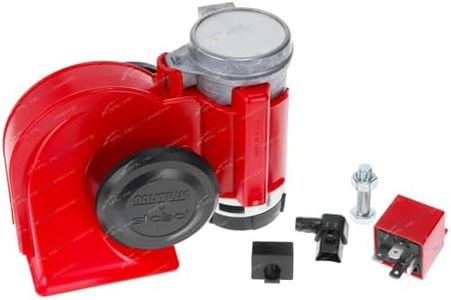 Stebel 12 Volt Red Nautilus Electric Air Horn Kit + Relay 139dB Loud and Great as an Upgrade for Cars - SUV - 4x4 - Buses - RVs - Motorbikes - Trucks - Utes