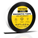 TRYMAG Flexible Magnetic Tape, Flexible Magnetic Tape Strips with Strong Self Adhesive Backing Perfect for Refrigerator, Office, Dry Erase Board, Crafts, DIY-1/14" Thick x 1/2" Wide x 15 Feet