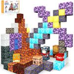 Magnetic Blocks-Build Mine Magnet World: Magnetic Tiles Cubes Building Blocks for Toddler Toys 3-5, Kids Toys for 3 Year Old Boys Girls, Montessori Toys for Ages 4-6 Christmas Birthday Gifts 52pcs