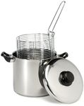 ExcelSteel 523 6QT Stainless Steel All in One Stovetop Deep Fryer and Stock Pot, Small