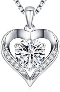 DALOJOE Moissanite Necklace for Women, 1-3 Carat Moissanite Heart Necklace Engraved with 'I LOVE YOU', Birthday Gift for Wife, Anniversary Present for Wife Women, Jewelry Gift for Girlfriend Mom Girls