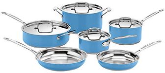 Cuisinart Stainless Steel Chef's Classic 10-Piece Cookware Set, Sky Blue