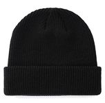 Connectyle Classic Men's Warm Winter Hats Acrylic Knit Cuff Beanie Cap Daily Beanie Hat, Black, One Size