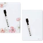 Quartet Glass Desktop Notepad, 9' x 6", Whiteboard, Dry Erase Surface, Floral/White, 2 Pack (GDP96P)