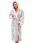 UMIPUBO Womens Dressing Gown with Hooded Ladies Robe Fluffy Super Soft Fleece Plush Bath Robe for Women Housecoat Bathrobe Loungewear Long Robe (Wine Red, M)