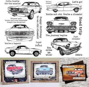 Briartw 2PCS Clear Stamps - Classic Car Designs for Scrapbooking, Stencil Embossing, Craft Gift Card, Handmade Seals, Stamping Art Album, and Paper Cardstock Decoration