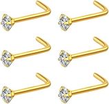 6Pcs Nose Studs Nose Piercings Nose Rings Studs Nose Piercing Jewelry Nose Piercing Stud 20 Gauge Surgical Steel Nose Ring Nose Rings Studs Jewelry for Women Men 20G 2mm 2.5mm 3mm CZ Gold Silver Rose Gold, 6Pcs 20G 2.5mm Clear CZ, Stainless Steel, cubic zirconia