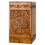 INTAJ Wooden Cremation Urns for Human Ashes Adult Male 250 Cubic Inches - Tree of Life Urn for Ashes for Women & Men - Urn for Ashes Adult Male - Decorative Urns - Burial and Funeral Urn