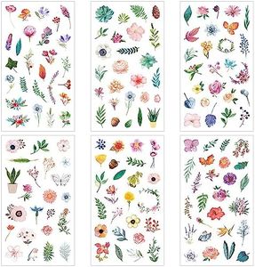 Fyihoxi 18 Hojas Pegatinas de Plantas y Flores, Pegatinas Scrapbooking Flores, Pegatinas Sticker Scrapbooking Flores Plantas para Scrapbooking Manualidades Álbumes de Recortes Decoración