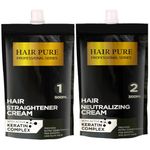 Hair Pure Straightener Cream with Active Keratin Complex | Professional Hair Smoothing Treatment with Argan Oil & Heat Protection | Long-Lasting Silky Straight Hair | Frizz Control| Hair Straightener Cream (500ml)