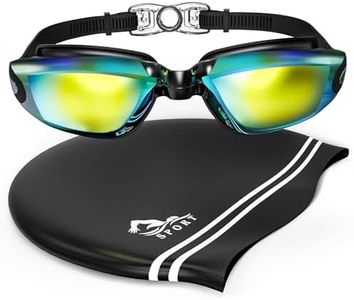 NawMud Swimming Goggles Cap Adult Set, Anti-fog Swim Goggles for Adult Men Women Youth, High Stretch Soft Silicone Swim Cap