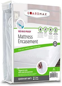 Guardmax Bed Bug Mattress Protector Cover Zippered | 100% Waterproof Encasement | Soft, Hypoallergenic and Breathable | Queen Size (60x80x11)