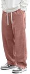JMIERR Mens Corduroy Pants Wide Leg Baggy Sweatpants, Pink, L