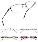 5-Pack Eyekepper Rectangle Metal Half-Rim Spring Hinges Reading Glasses Include Computer Readers +2.75