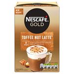 NESCAFÉ Toffee Nut Latte Instant Coffee 8 x 18.6g Sachets, 100% Responsibly Sourced Coffee (Pack of 6)